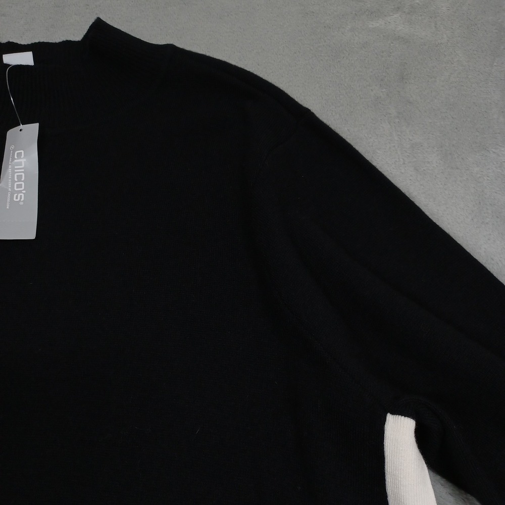 Chicos Sweater Womens XXL Black Tunic Pullover Preppy Casual NWT - Picture 3 of 8